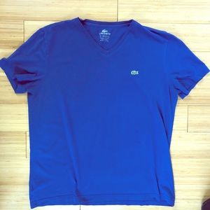 Lacoste Men’s Medium V Neck Tee in Indigo Blue